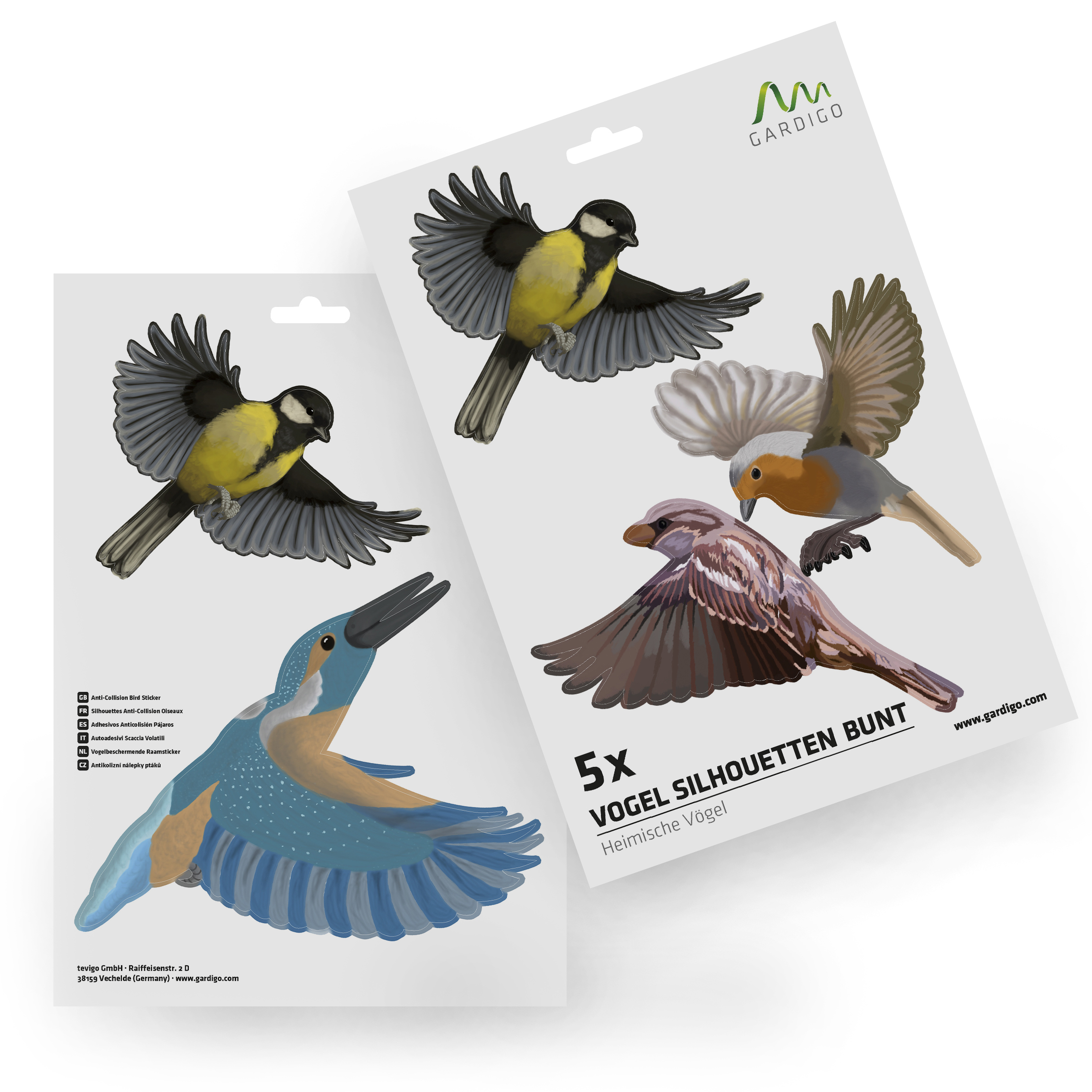 Heimische bunte Vogelsilhouetten 5 St. 